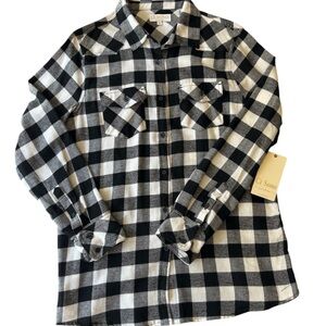 Ci Sono Black and White Checkered Flannel Shirt